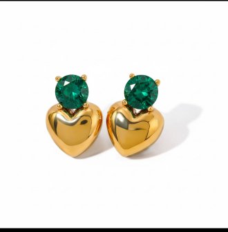 Luxury Green Stone Stainless Steel Earstuds