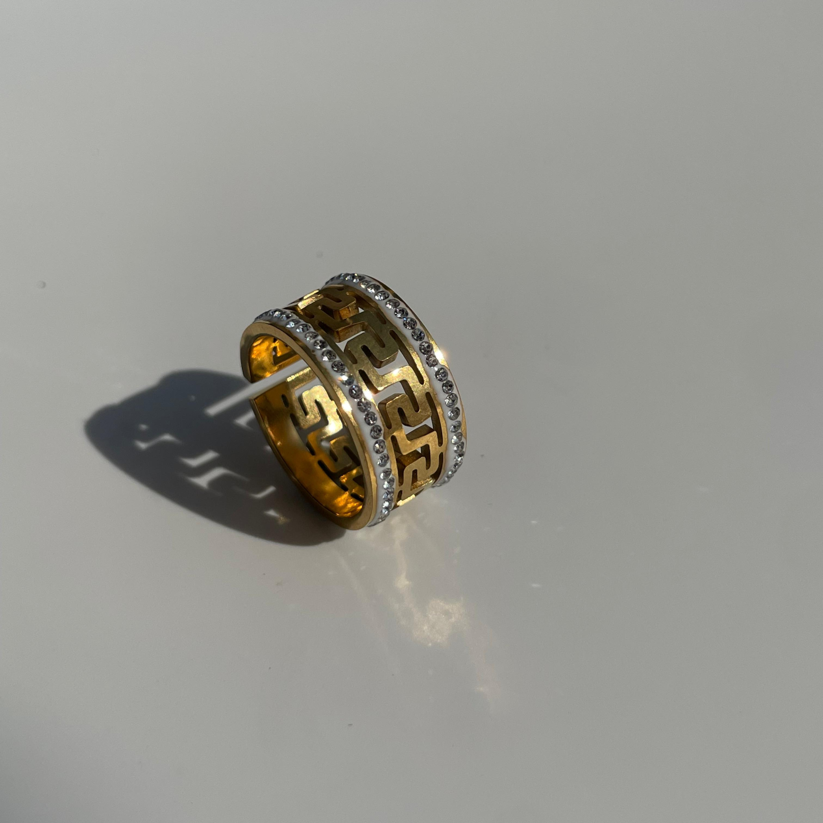 Golden Greek Key Ring