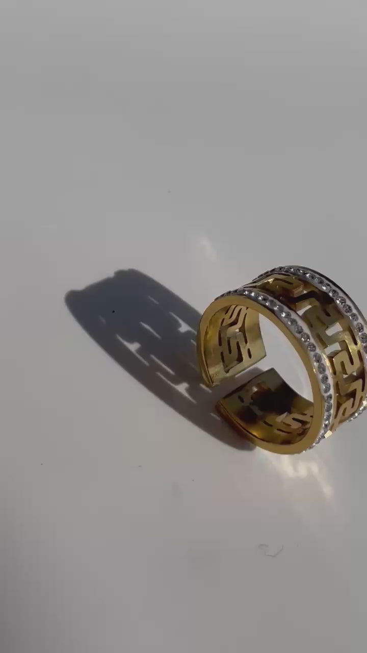 Golden Greek Key Ring