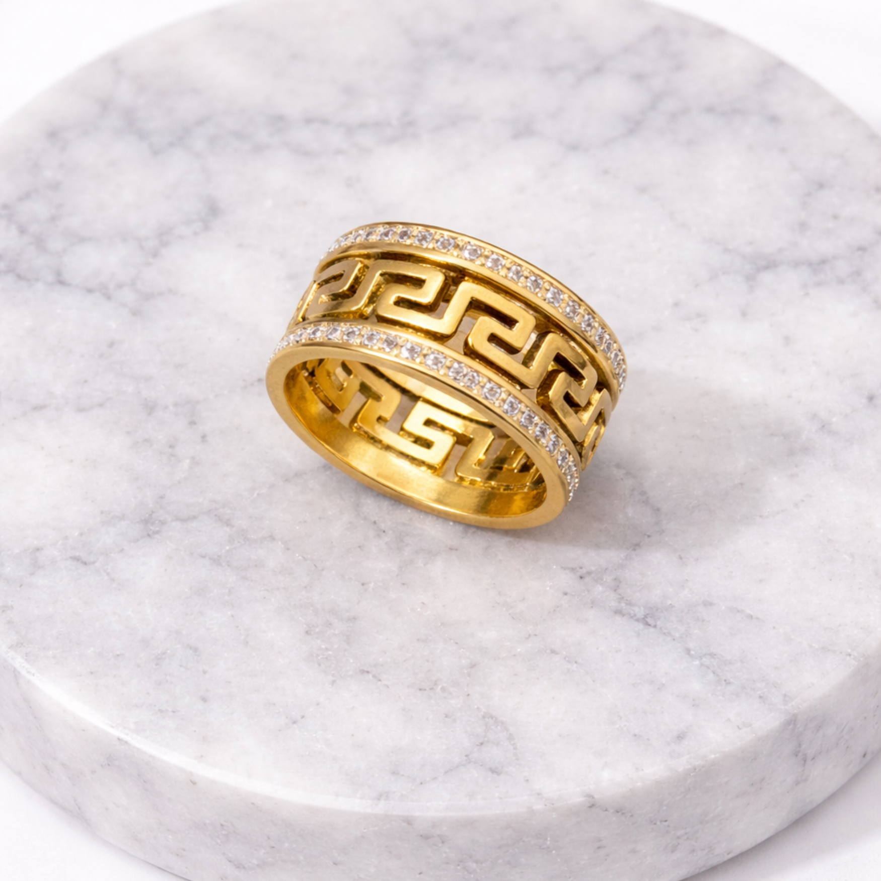 Golden Greek Key Ring